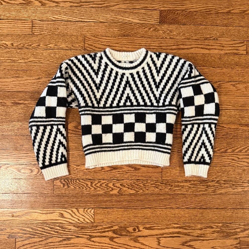 MOTHER Black and White Patterned Sweater